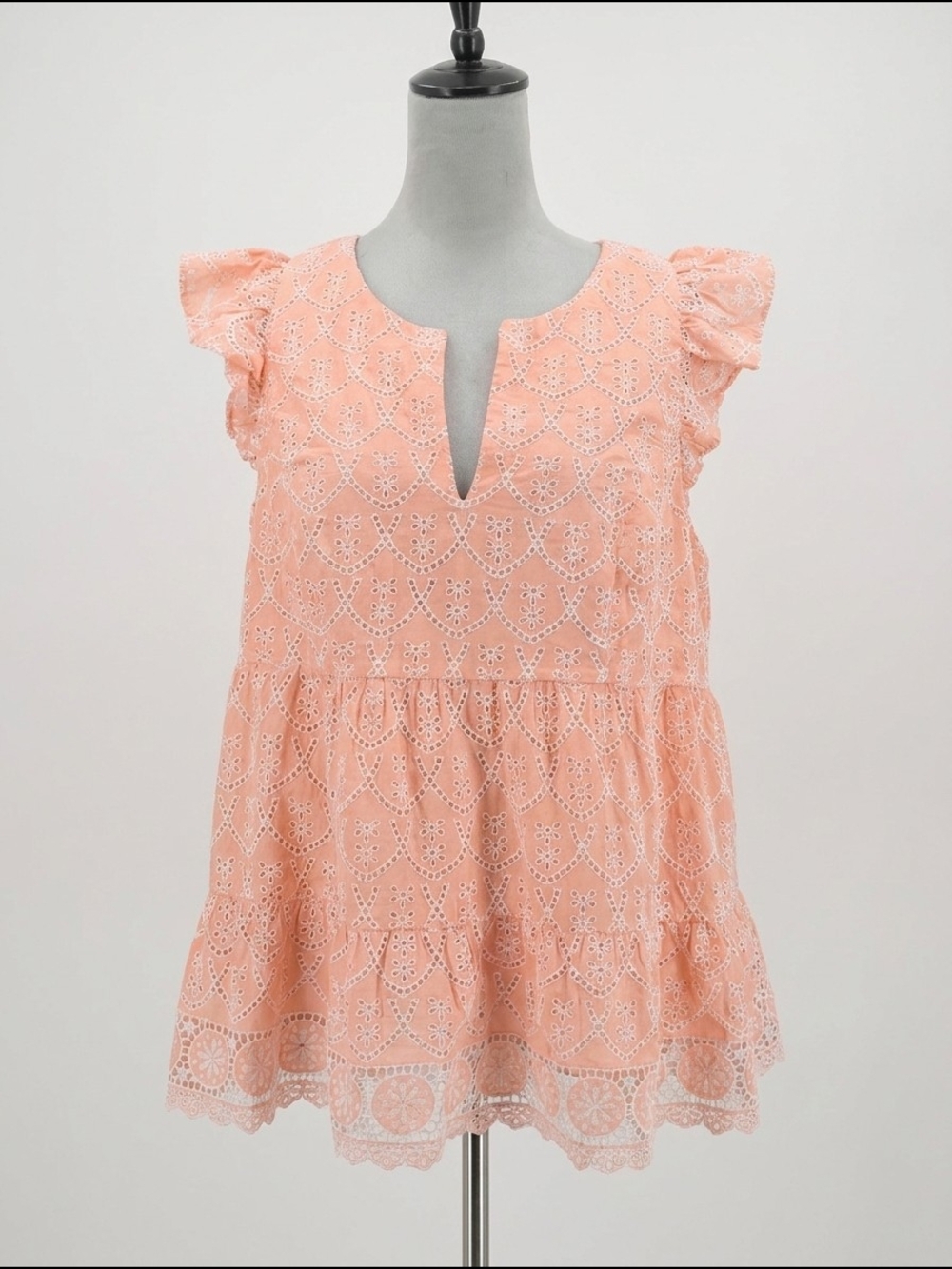 Lilly Pulitzer Peach Eyelet Ruffled Tunic